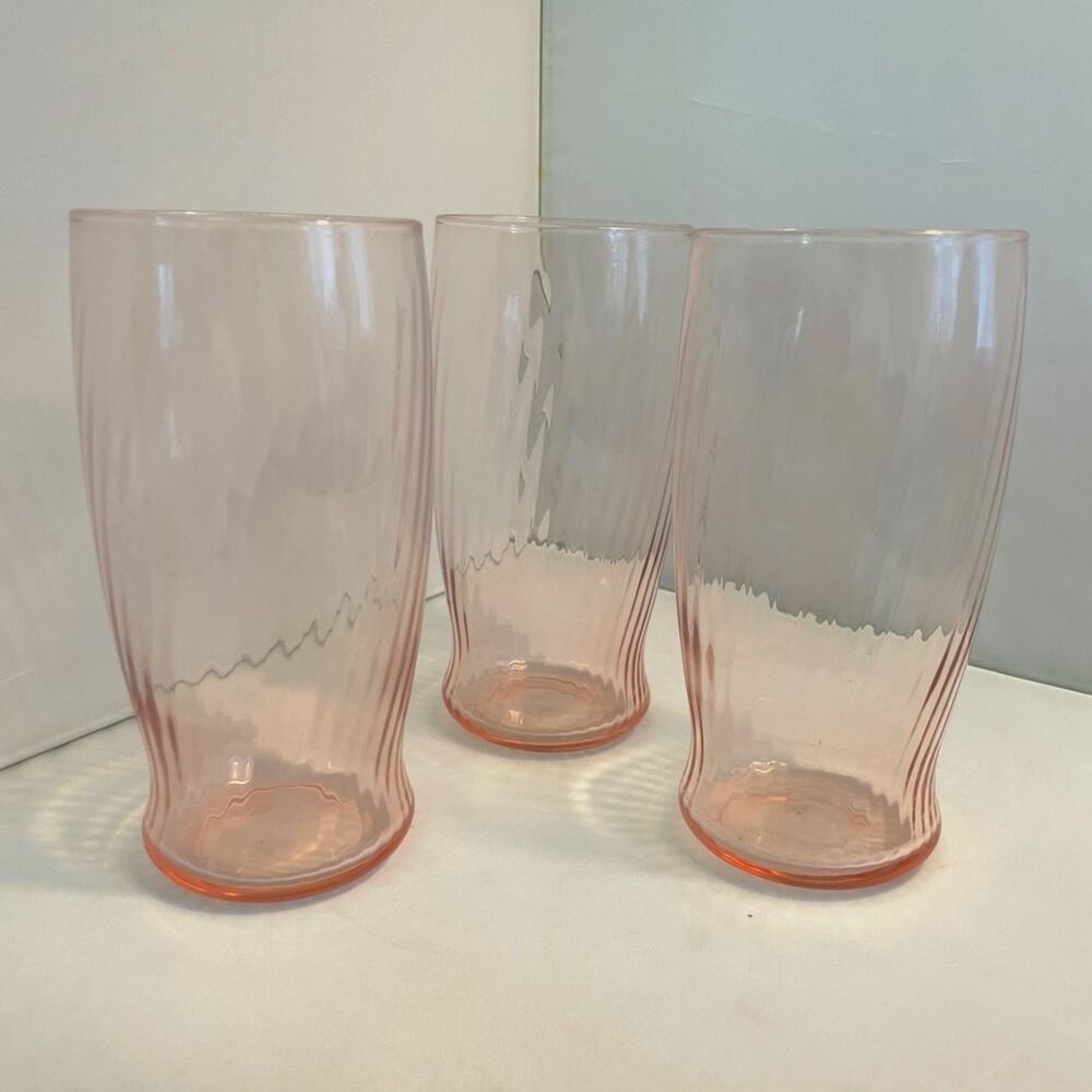 3 Wheaton Symphony‎ Pink Highball Drinking Glasses